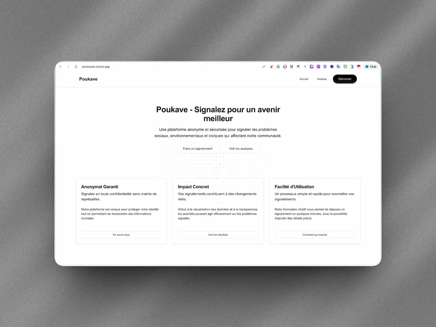 Poukaves : app full stack de signalement anonyme (Next.js, Prisma)